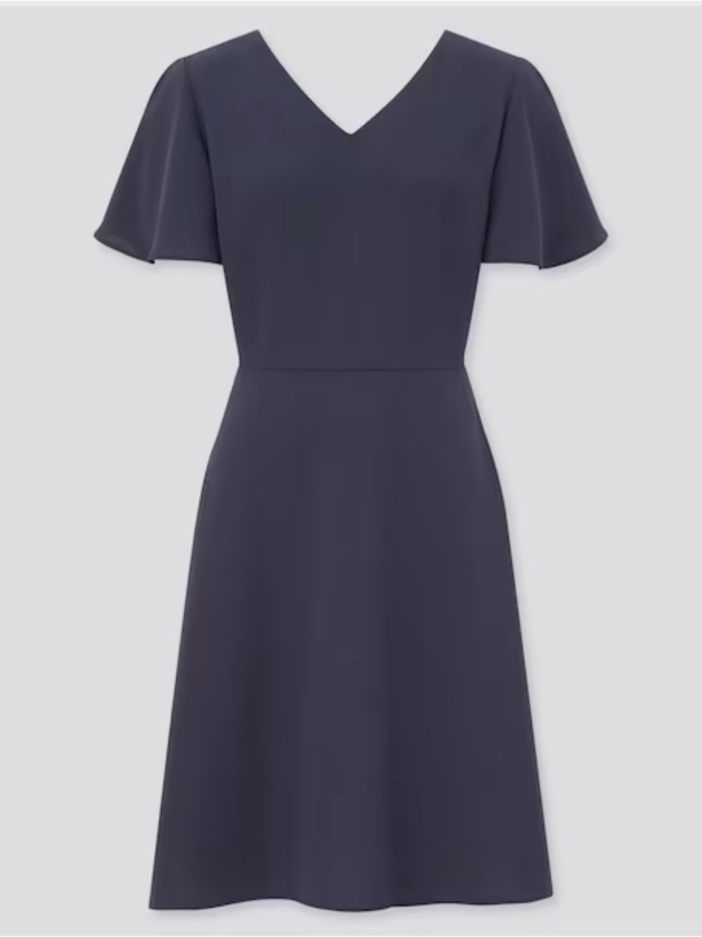 Uniqlo Navy Blue V-Neck Flutter Sleeve Dress